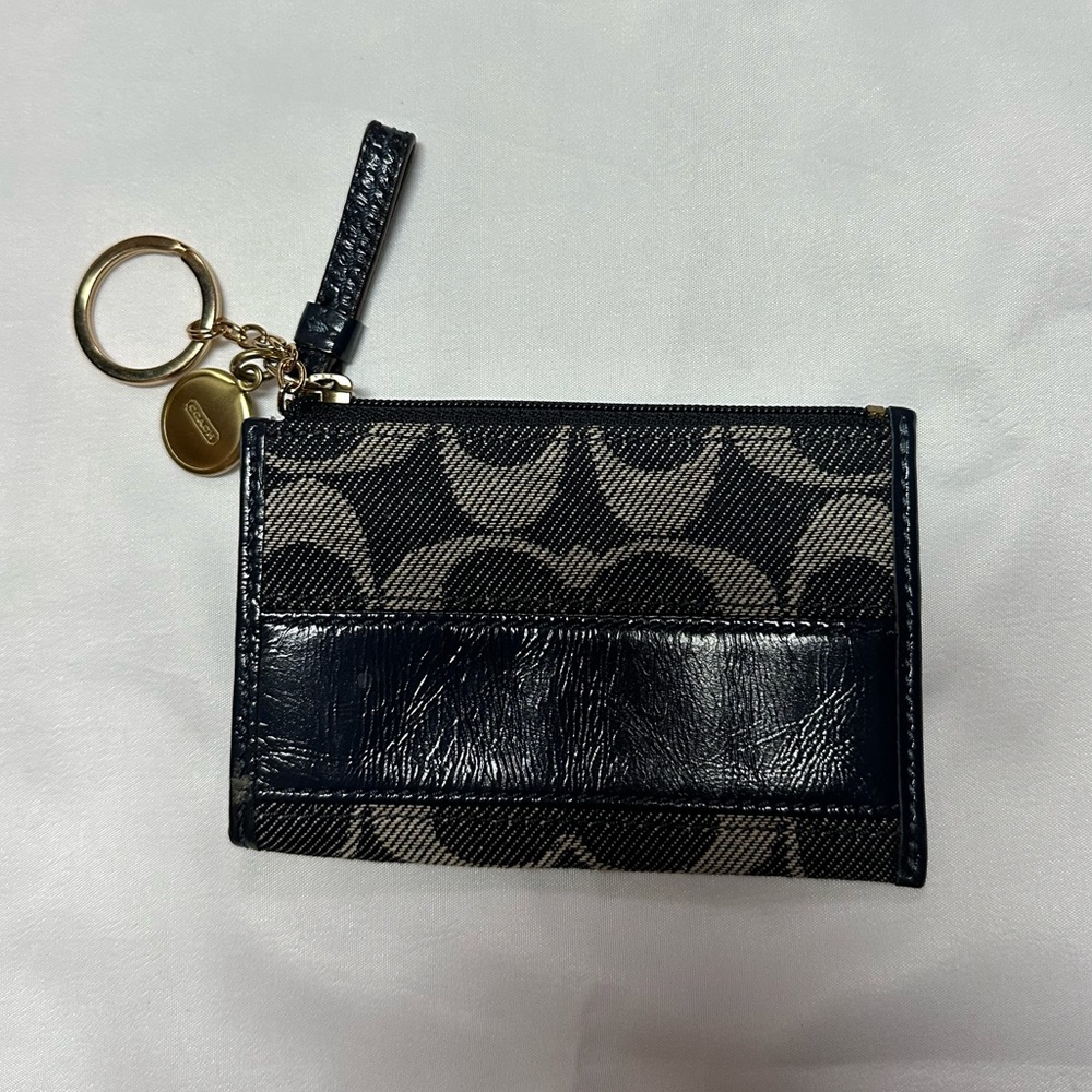 COACH Navy Mini Keychain Wallet